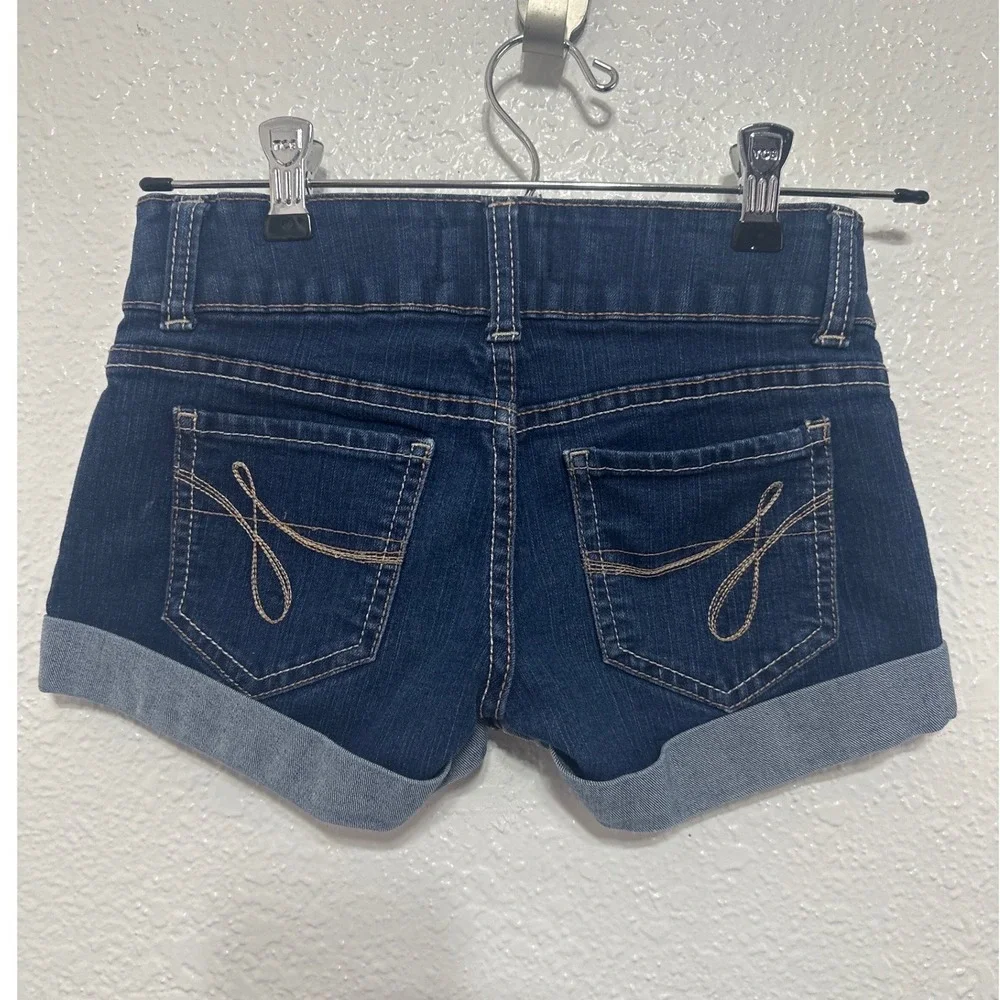 Jordache Girls Dark Wash Cuffed Denim Shorts Size 7 Double Button JZ23648C14